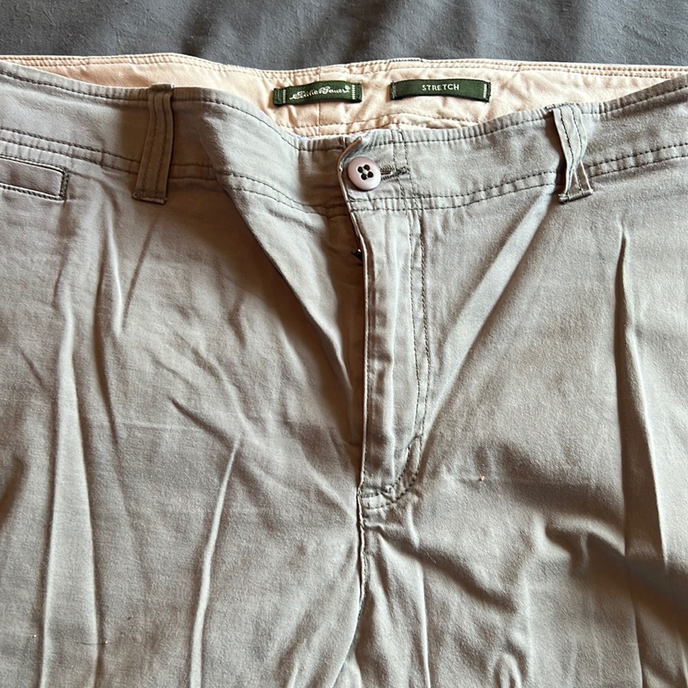 Sage green trousers from Eddie Bauer